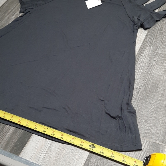 Ladder Sleeve soft  charcoal t-shirt top - Picture 7 of 13